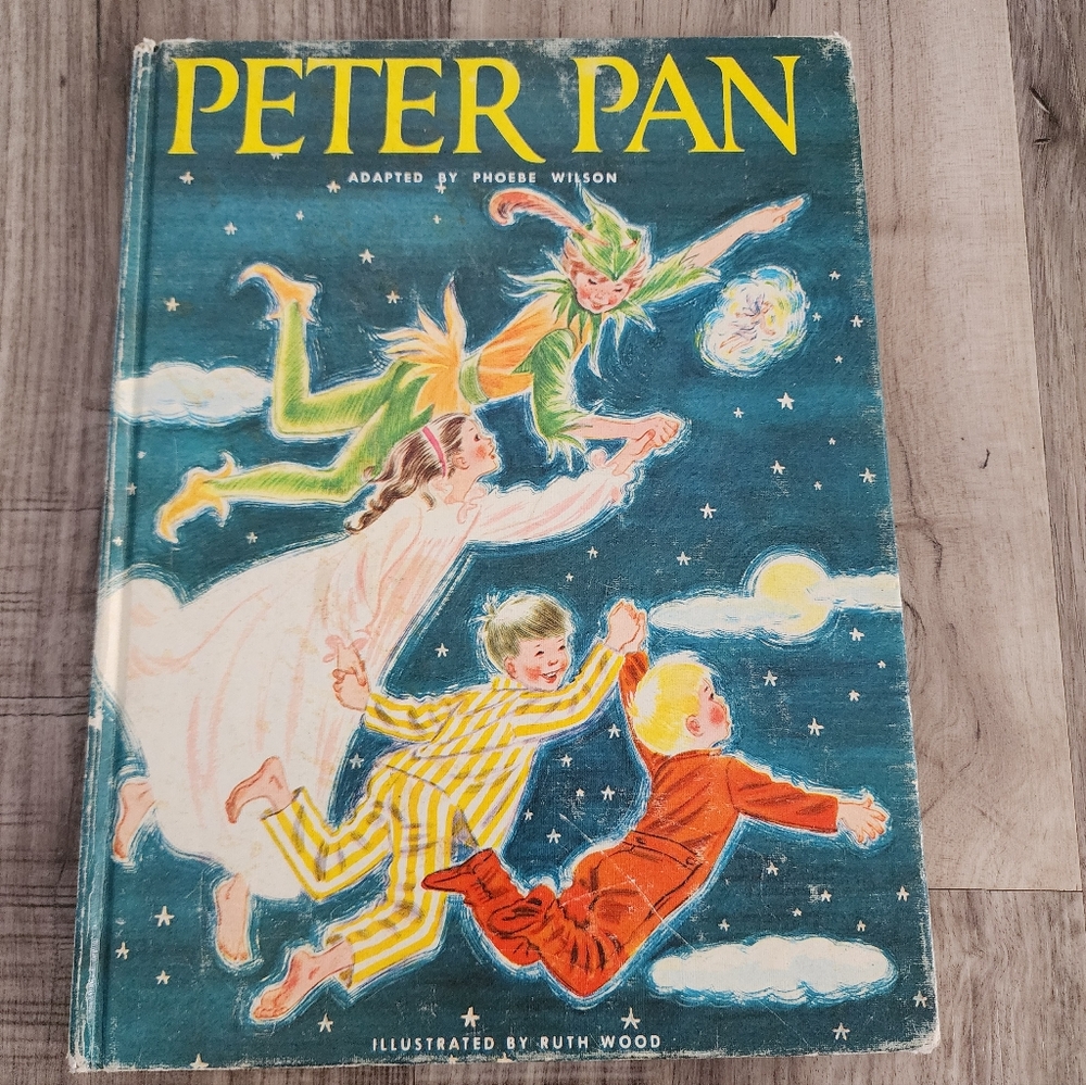 Vintage Peter Pan Illustrated Hardcover — Teal, Yellow, Red - Picture 7 of 8